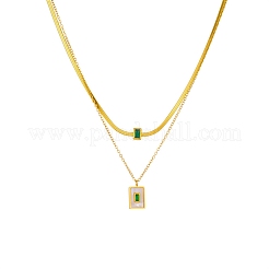 Collier double couche en acier inoxydable 304 avec câble et chaînes à chevrons&nbsp;NJEW-C022-03G