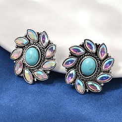 Pendientes de aleación de turquesa sintética&nbsp;EJEW-U053-02AS