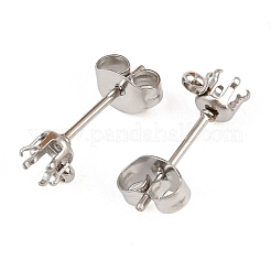 Componenti per orecchini a bottone tondo piatto in acciaio inossidabile 304&nbsp;STAS-D389-04B-P