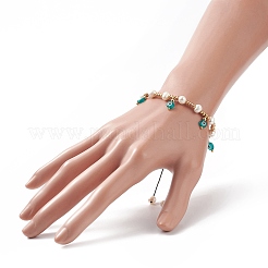 Semi di vetro e braccialetti di perle intrecciate di perle naturali&nbsp;BJEW-JB09208