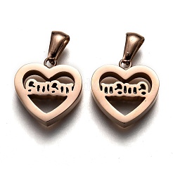Pendentifs en acier inoxydable 304 plaqués ionique (IP) pour la fête des mères&nbsp;STAS-F253-01RG