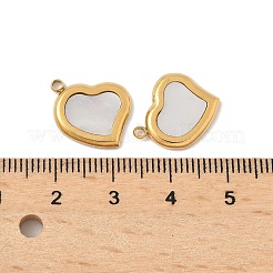 Dijes de corazón de concha natural pavé de acero inoxidable 304&nbsp;STAS-P394-01G