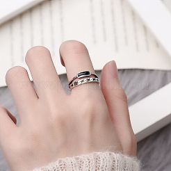 Rechteck 925 Sterling Silber Emaille verstellbare Ringe&nbsp;FS-WGE3ABB-01