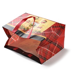 Borse regalo in tessuto non tessuto con motivo tartan a tema natalizio con manico&nbsp;ABAG-G017-01A