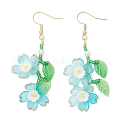 Boucles d'oreilles pendantes en forme de fleur en acrylique&nbsp;EJEW-MZ00588-03