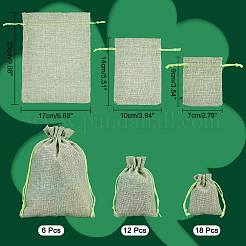 36 pcs 3 styles pochettes d'emballage en toile de jute imitation polyester sacs à cordon&nbsp;ABAG-AR0001-02
