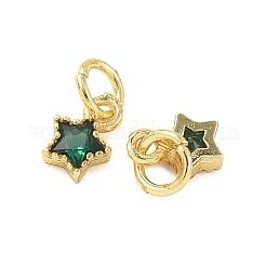 Pendentifs d'étoile en laiton avec zircone cubique micro pave&nbsp;KK-I355-15G
