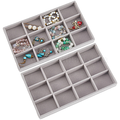 12 Gitter Rechteck Holz mit Samt bedeckt Schmuck Schmuck Display Tabletts&nbsp;AJEW-WH20054-062F-02