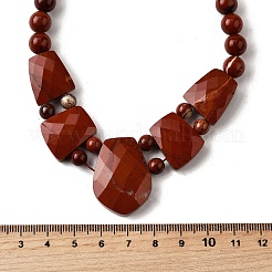 Colliers de perles graduées à facettes en jaspe rouge naturel pour femmes&nbsp;NJEW-B128-01O