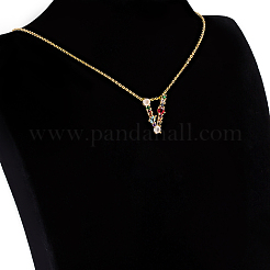 Colliers avec pendentifs initiaux en laiton doré&nbsp;NJEW-S069-JN002-V