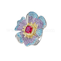 Anelli aperti con polsino in ottone micro pavé di zirconi cubici per donna&nbsp;FS-WGA4770-01