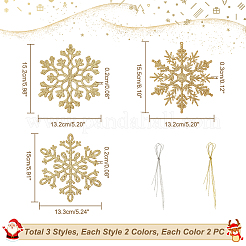 12 set di 6 decorazioni natalizie in plastica con pendenti a forma di fiocco di neve&nbsp;AJEW-GA0006-04