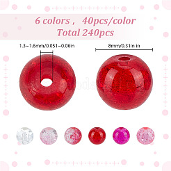 240 pz. 6 colori spray stampato perline di vetro craquelé&nbsp;CCG-HY0001-02D