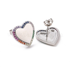 Orecchini a bottone a cuore con zirconi colorati&nbsp;EJEW-C030-06P