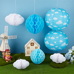 23 pièce de 5 styles de décorations suspendues en papier nid d'abeille&nbsp;AJEW-OC0015-12