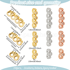 18 pz. 3 stili 3 colori cremagliera placcatura ottone pavé barre distanziatrici in zirconia cubica trasparente&nbsp;KK-GO0002-12