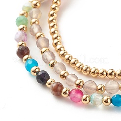 Natürliche Achat runden Perlen Stretch-Armbänder&nbsp;BJEW-JB07294-01