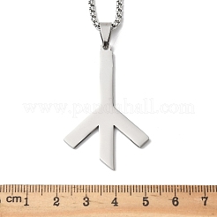201 Halsketten mit Anhänger aus Edelstahl mit Todesrunensymbol&nbsp;LS-NJEW-H065-18P