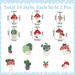 28pcs 14 styles de pendentifs en émail en alliage&nbsp;ENAM-WR0001-11