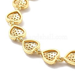 Bracelet chaîne à maillons en forme de cœur avec oxyde de zirconium cubique transparent&nbsp;BJEW-A132-05G