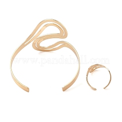 S-förmige Manschettenarmreif- und Ringsets aus Legierung für Damen&nbsp;SJEW-C005-02G