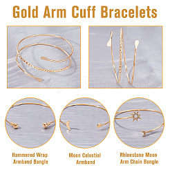 4 Stück 4 Stile Eisen drei Schleifen Draht Wickelarmband Set&nbsp;BJEW-FI0001-19
