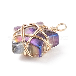 Drahtumwickelte Glasanhänger aus galvanisiertem Glas&nbsp;PALLOY-JF01649-01