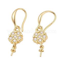 3 paio di ganci per orecchini in ottone con micro pavé di zirconi chiari di 3 dimensioni&nbsp;KK-ZZ0001-03
