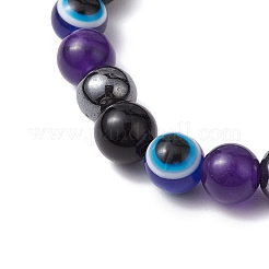 Stretch-Armbänder mit runden Edelsteinperlen&nbsp;BJEW-JB11005-02