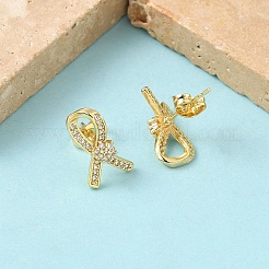 Boucles d'oreilles en laiton zircon cubique micro pavé clair&nbsp;EJEW-Z144-05G