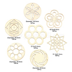 70pcs 7 cabochons en bois de style&nbsp;WOOD-LS0001-18