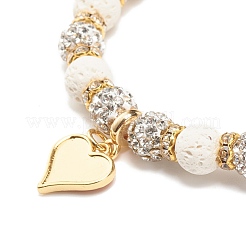 2 pz 2 colori braccialetti elastici in pietra lavica naturale con perline di strass&nbsp;BJEW-JB07723