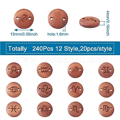 240 Stück 12 Stile lasergeschnittene Holzverbinder-Charms&nbsp;WOOD-CD0001-34
