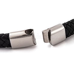 Braccialetti da uomo in cordoncino di cuoio nero intrecciato&nbsp;BJEW-K243-39C-AS