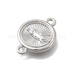 Breloques rondes plates en laiton religieux avec connecteur vierge&nbsp;KK-D431-049P