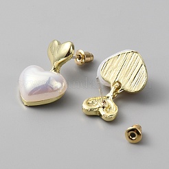 Orecchini pendenti a forma di cuore di perle in plastica abs&nbsp;EJEW-WH0009-49