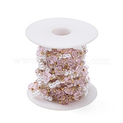 Catenelle con perline imitazione perla in plastica ABS e farfalla in vetro fatte a mano&nbsp;CHC-R135-15G