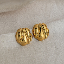 Pendientes de botón redondos geométricos de acero inoxidable 304 para mujer&nbsp;JY2414-2