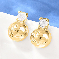 Ohrstecker aus Messing mit Pavé-Fassung und klarem Zirkonia&nbsp;EJEW-G471-36G