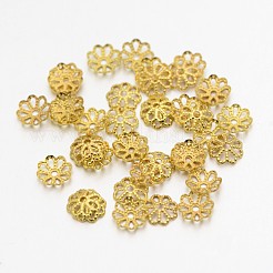 Berretti di perle di ottone a più petali in filigrana&nbsp;KK-N0088-07G-01
