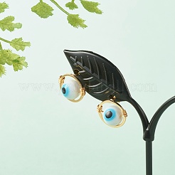 Orecchini a perno con perline rotonde a lampwork malocchio&nbsp;EJEW-JE04665-02