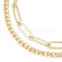 Bracelets double couche en laiton avec chaînes à trombones et chaînes gourmettes pour femmes&nbsp;BJEW-JB11815