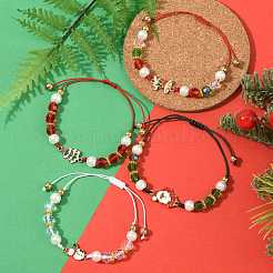 4 Stück Weihnachts-Emaille-Gliederarmbänder&nbsp;BJEW-FS00032