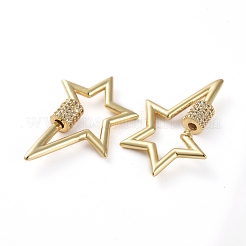 Messing Micro Pave Zirkonia Schraube Karabiner Schloss Charms&nbsp;ZIRC-G160-63G-01