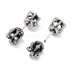 Ohrstecker mit Krone aus chirurgischem Edelstahl 316&nbsp;EJEW-Z050-40AS
