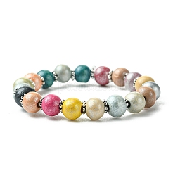 Kindertag Geschenk gefärbte Trommel Holz Perlen Kinder Halsketten & Stretch Armbänder Schmuck Sets&nbsp;SJEW-JS00859
