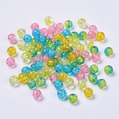 5 colori verniciati a spruzzo e vernice cotta a forno perline di vetro craquelé&nbsp;CCG-X0010-09-8mm