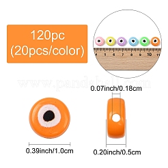 120 Stück 6 Farben undurchsichtig bedruckte Acrylperlen&nbsp;OACR-YW0002-43