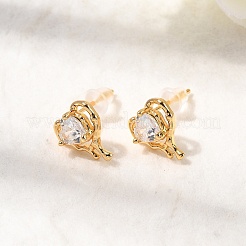 Aretes de latón con micro pavé de circonita cúbica transparente&nbsp;EJEW-C158-08G