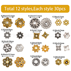 360 Stück 12 Arten Legierungsperlenkappen&nbsp;FIND-PA0001-15